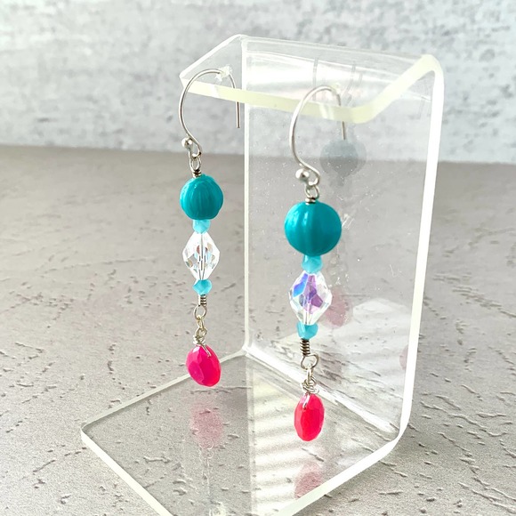 Pink Chalcedony Gemstone - Briolette Earrings - Sterling Silver Earrings - Picture 3 of 5